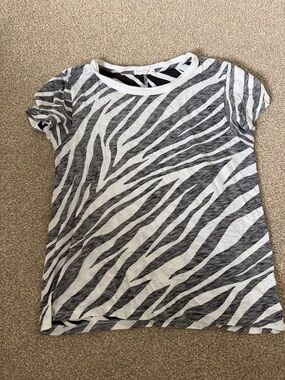 rag & bone womens White and Black Zebra Stripe Tee